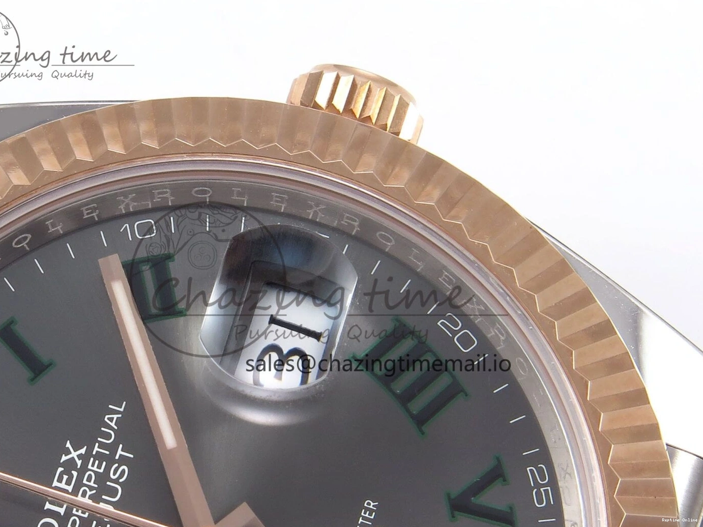 0214 DateJust 41 126331 ARF 1:1 Best Edition 904L Steel Gray Dial Green Roman Marker on SS RG Jubilee Bracelet SH3235（Gain Weight） FastDry 1103